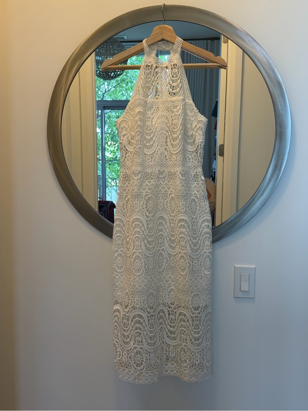 Laundry By Shelli Segal White Crochet Halter Midi Dress